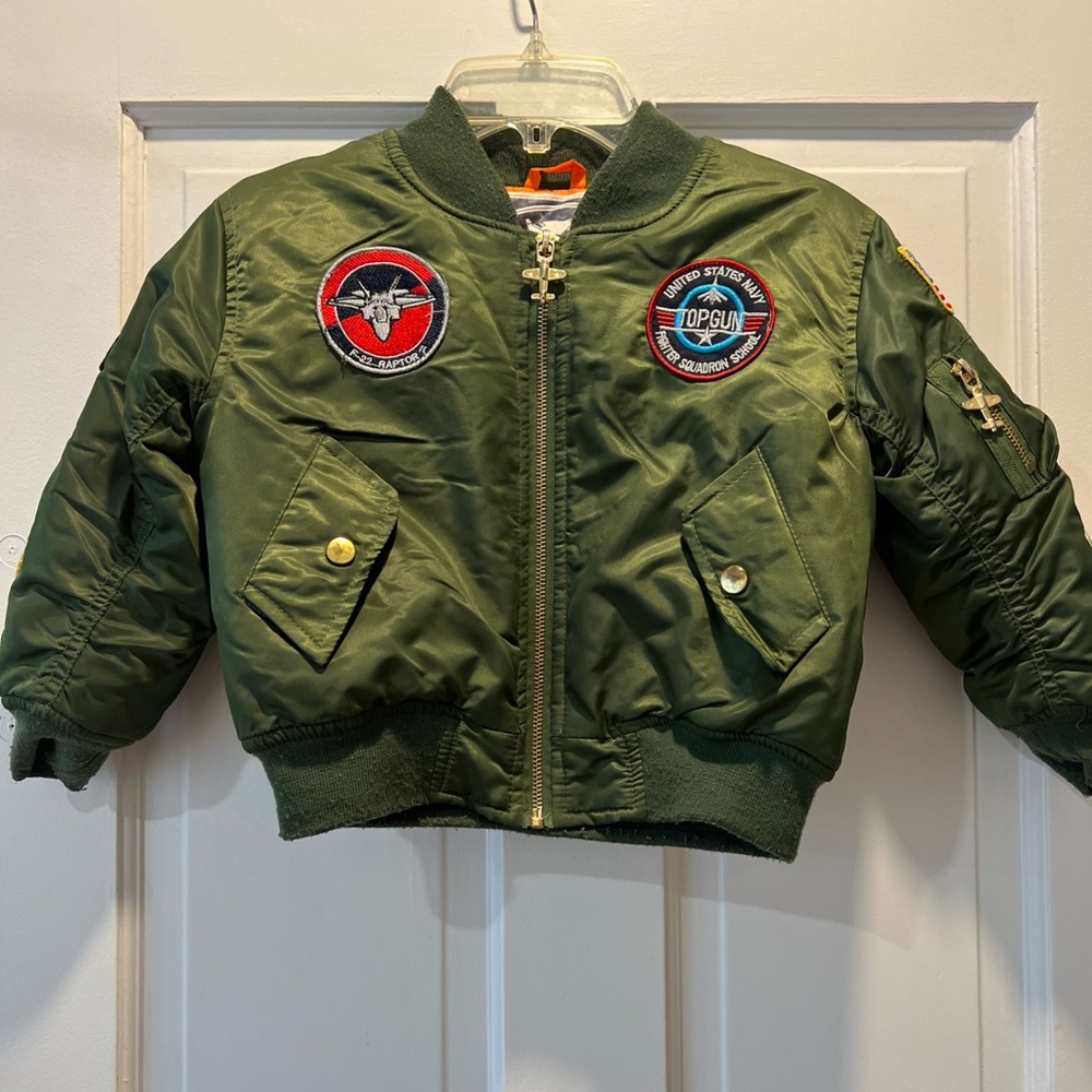 Kids MA-1 Bomber Flight Jacket Olive Green Size 4/5